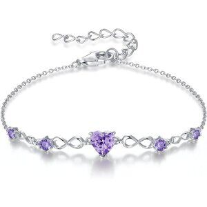 Infinity Heart 5 Birthstone Adjustable Bracelet - Sterling Silver 06 Jun